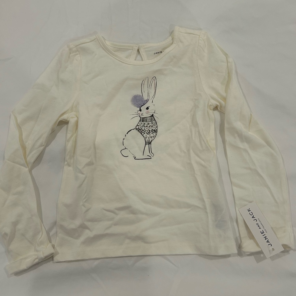 Janie and Jack Ivory Bunny Long Sleeve Tee